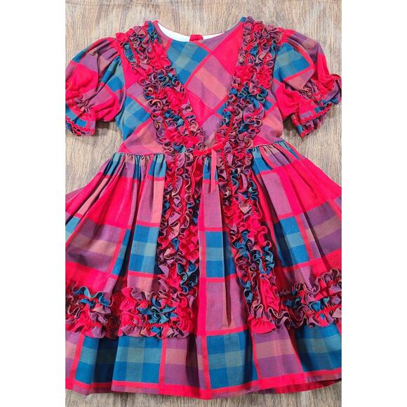 VINTAGE Martha's Miniatures Red Plaid Dress 6 Christmas Rare Full Circle Pageant - Picture 9 of 12